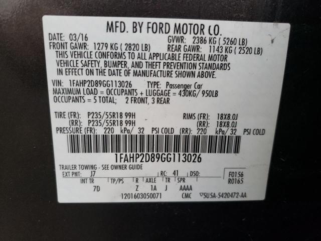 Photo 11 VIN: 1FAHP2D89GG113026 - FORD TAURUS SE 