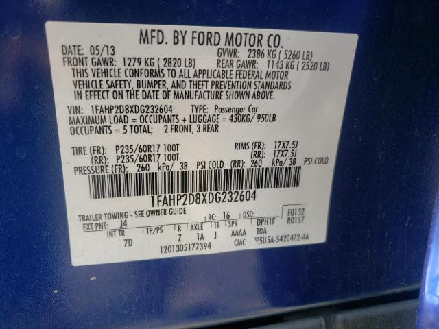 Photo 9 VIN: 1FAHP2D8XDG232604 - FORD TAURUS SE 