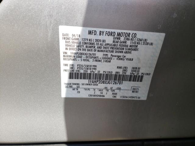 Photo 9 VIN: 1FAHP2D8XJG126701 - FORD TAURUS SE 