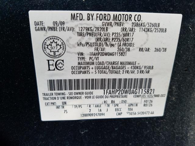 Photo 9 VIN: 1FAHP2DW0AG115821 - FORD TAURUS SE 