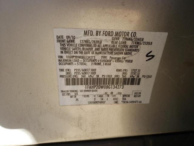 Photo 9 VIN: 1FAHP2DW0BG134273 - FORD TAURUS SE 