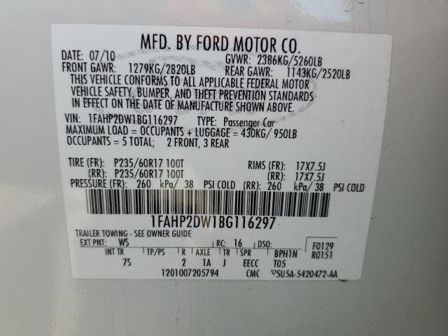 Photo 12 VIN: 1FAHP2DW1BG116297 - FORD TAURUS SE 