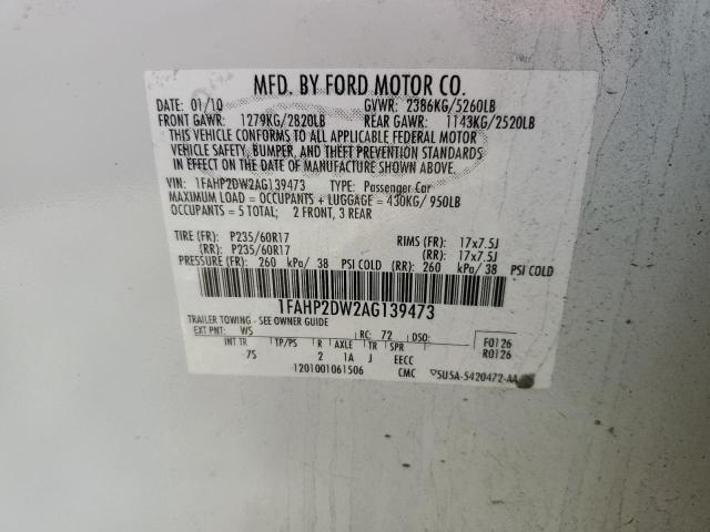 Photo 11 VIN: 1FAHP2DW2AG139473 - FORD TAURUS SE 