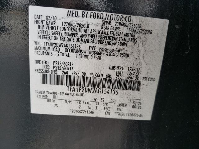 Photo 9 VIN: 1FAHP2DW2AG154135 - FORD TAURUS SE 