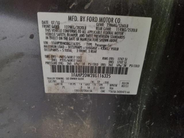 Photo 11 VIN: 1FAHP2DW2BG116325 - FORD TAURUS SE 