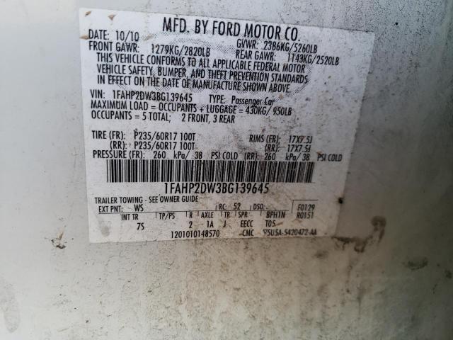 Photo 9 VIN: 1FAHP2DW3BG139645 - FORD TAURUS SE 