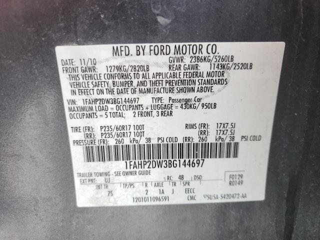 Photo 9 VIN: 1FAHP2DW3BG144697 - FORD TAURUS SE 