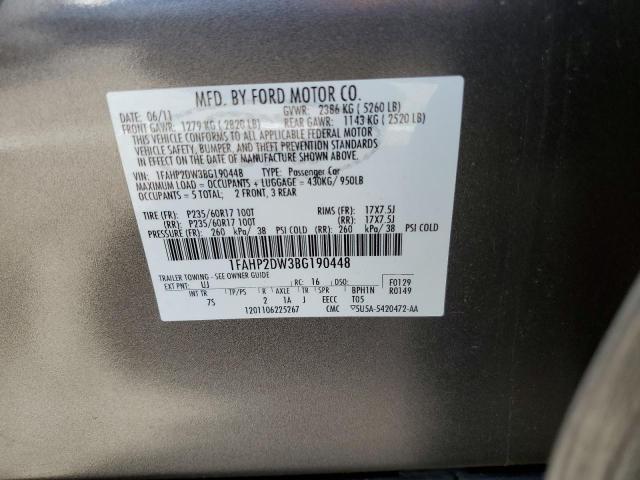 Photo 11 VIN: 1FAHP2DW3BG190448 - FORD TAURUS SE 