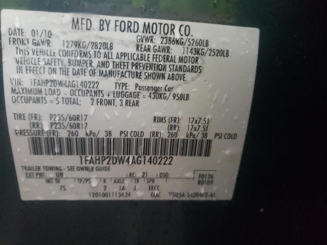 Photo 9 VIN: 1FAHP2DW4AG140222 - FORD TAURUS SE 