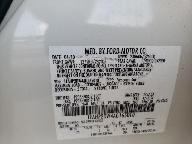 Photo 9 VIN: 1FAHP2DW4AG165010 - FORD TAURUS SE 