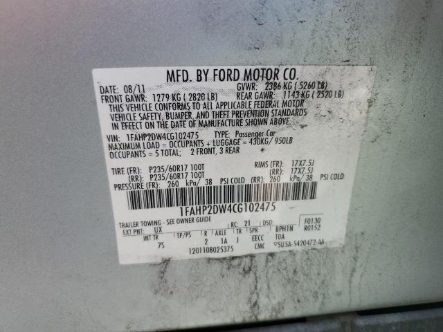 Photo 11 VIN: 1FAHP2DW4CG102475 - FORD TAURUS SE 