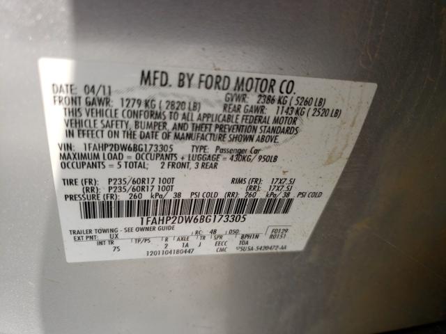 Photo 9 VIN: 1FAHP2DW6BG173305 - FORD TAURUS SE 