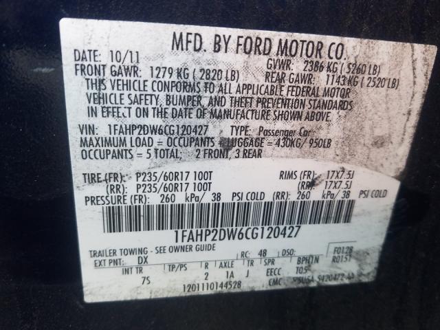 Photo 9 VIN: 1FAHP2DW6CG120427 - FORD TAURUS SE 