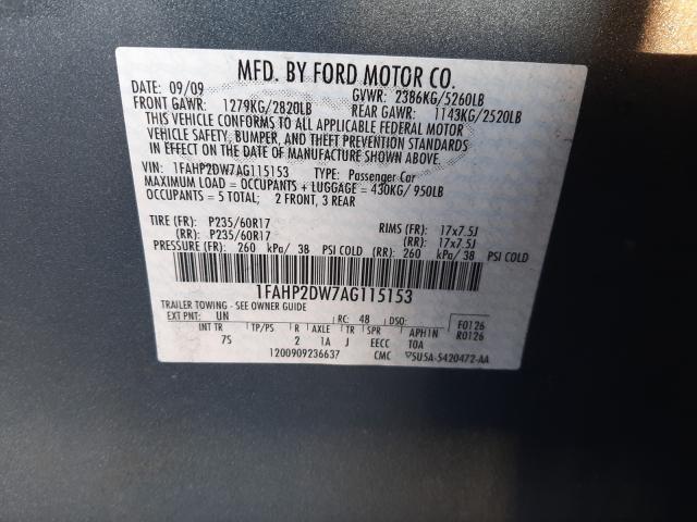 Photo 9 VIN: 1FAHP2DW7AG115153 - FORD TAURUS SE 