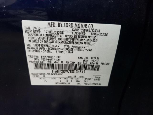 Photo 9 VIN: 1FAHP2DW7BG134545 - FORD TAURUS SE 