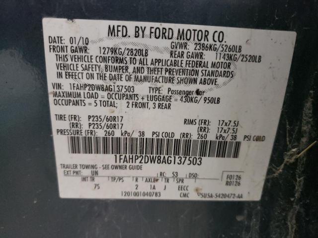 Photo 9 VIN: 1FAHP2DW8AG137503 - FORD TAURUS SE 