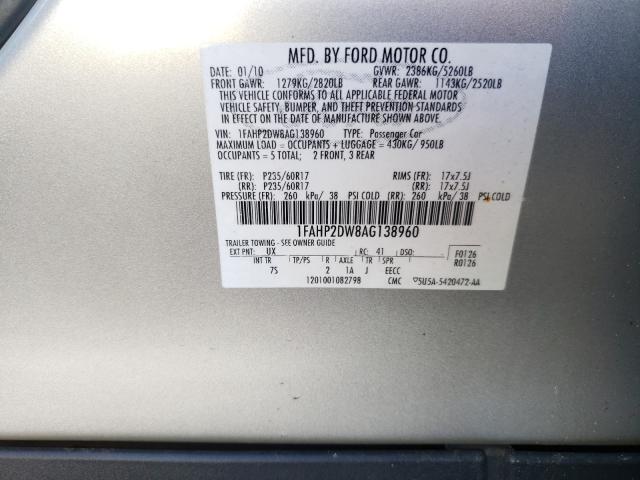 Photo 9 VIN: 1FAHP2DW8AG138960 - FORD TAURUS SE 