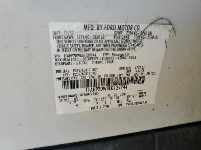 Photo 11 VIN: 1FAHP2DW8CG129744 - FORD TAURUS SE 