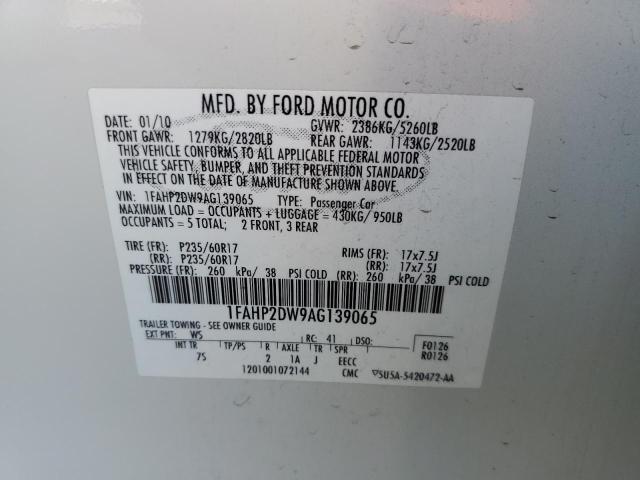 Photo 9 VIN: 1FAHP2DW9AG139065 - FORD TAURUS SE 