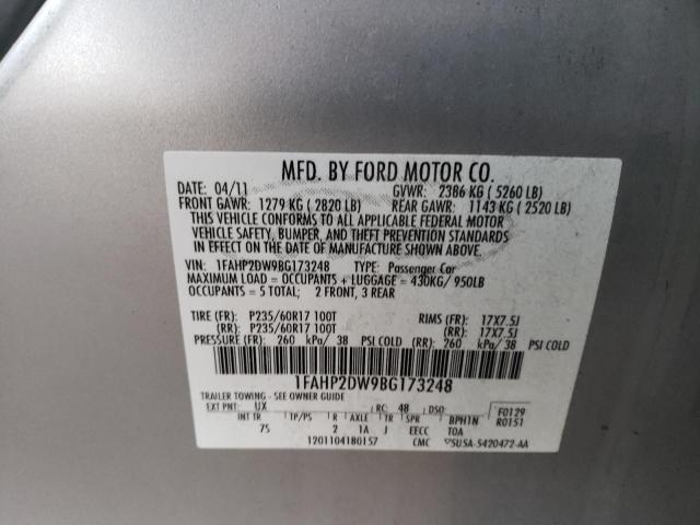 Photo 9 VIN: 1FAHP2DW9BG173248 - FORD TAURUS SE 