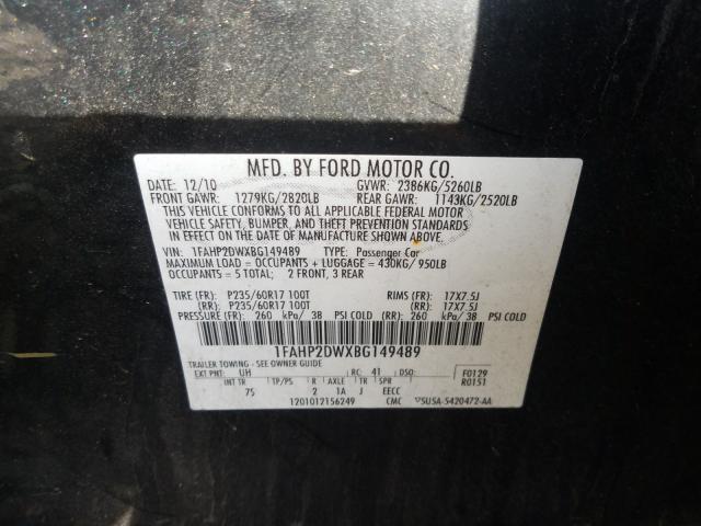 Photo 9 VIN: 1FAHP2DWXBG149489 - FORD TAURUS SE 