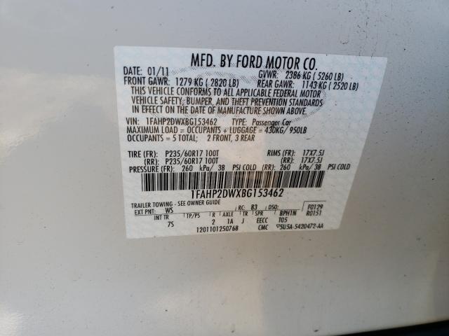 Photo 9 VIN: 1FAHP2DWXBG153462 - FORD TAURUS SE 