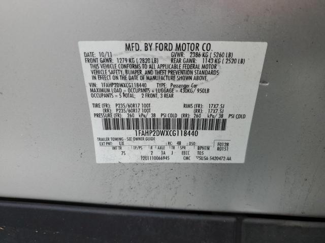 Photo 9 VIN: 1FAHP2DWXCG118440 - FORD TAURUS SE 