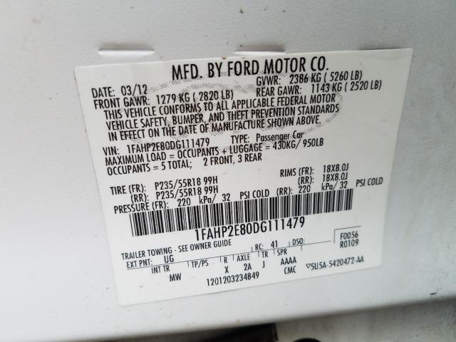 Photo 9 VIN: 1FAHP2E80DG111479 - FORD TAURUS SEL 