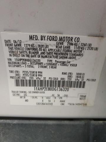 Photo 13 VIN: 1FAHP2E80DG136320 - FORD TAURUS SEL 