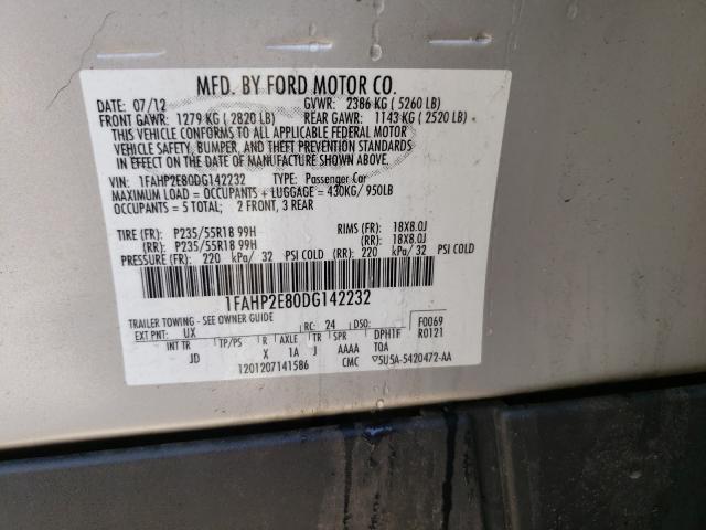 Photo 9 VIN: 1FAHP2E80DG142232 - FORD TAURUS SEL 