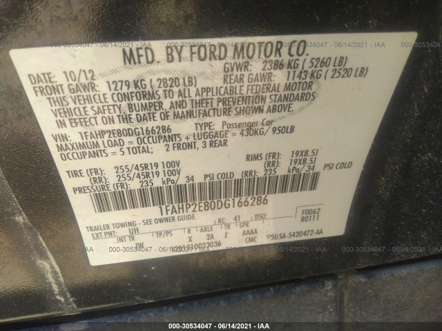 Photo 8 VIN: 1FAHP2E80DG166286 - FORD TAURUS 