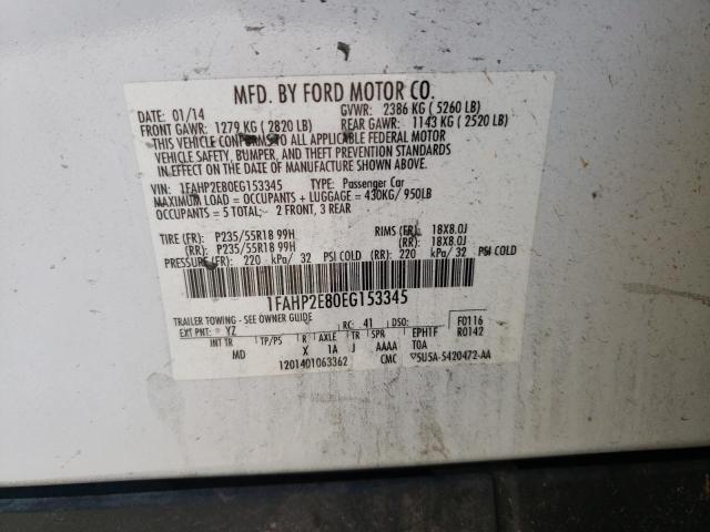 Photo 9 VIN: 1FAHP2E80EG153345 - FORD TAURUS SEL 