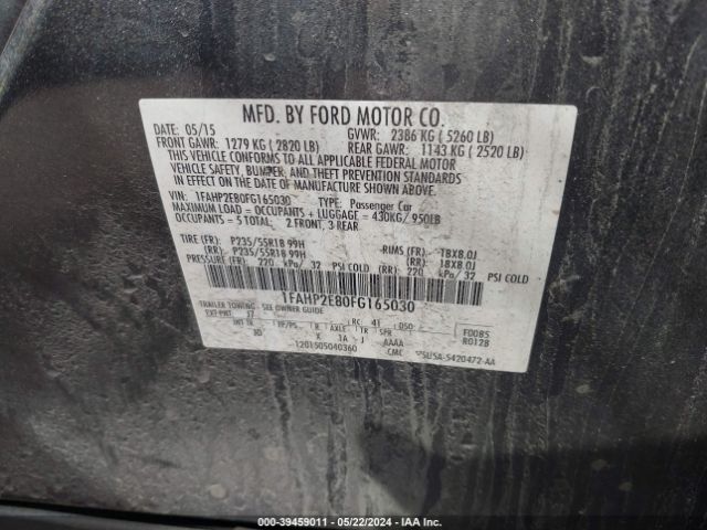 Photo 8 VIN: 1FAHP2E80FG165030 - FORD TAURUS 