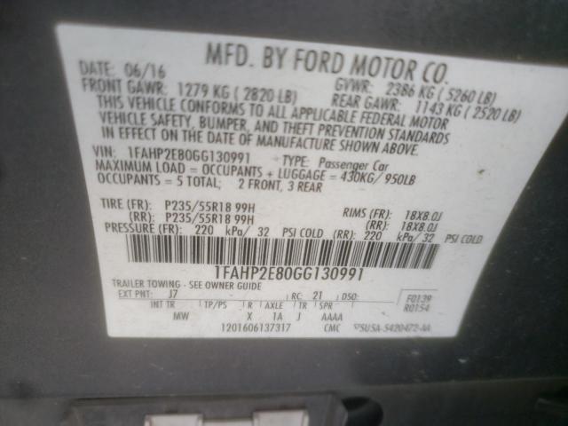 Photo 9 VIN: 1FAHP2E80GG130991 - FORD TAURUS SEL 