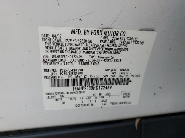 Photo 12 VIN: 1FAHP2E80HG122469 - FORD TAURUS SEL 