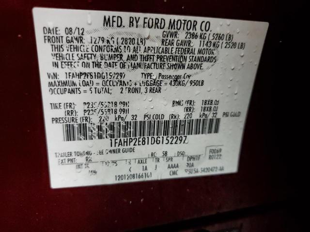 Photo 11 VIN: 1FAHP2E81DG152297 - FORD TAURUS SEL 