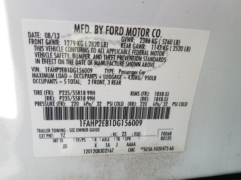 Photo 9 VIN: 1FAHP2E81DG156009 - FORD TAURUS SEL 