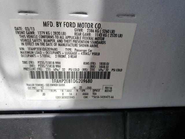 Photo 11 VIN: 1FAHP2E81DG209680 - FORD TAURUS SEL 