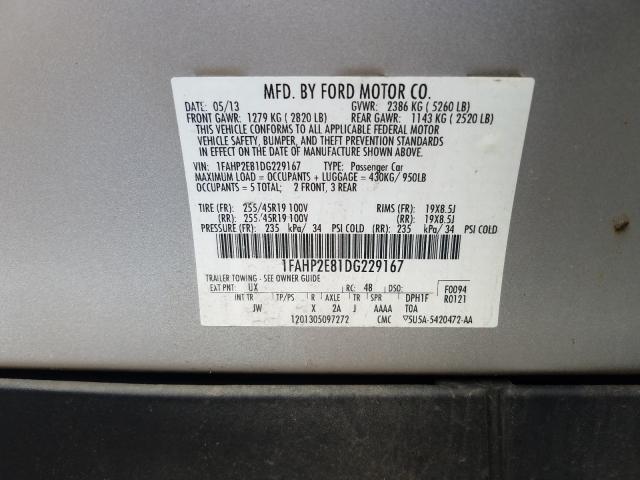 Photo 9 VIN: 1FAHP2E81DG229167 - FORD TAURUS SEL 