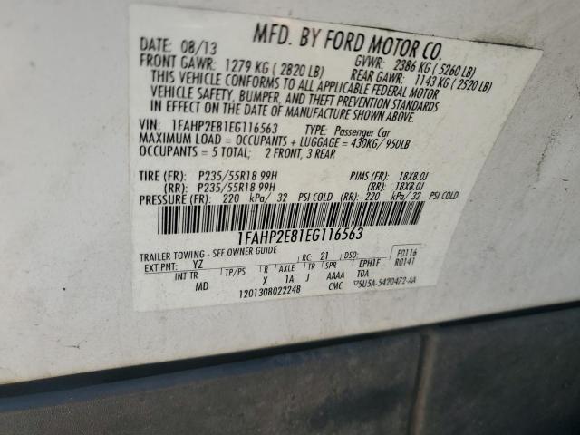 Photo 11 VIN: 1FAHP2E81EG116563 - FORD TAURUS SEL 