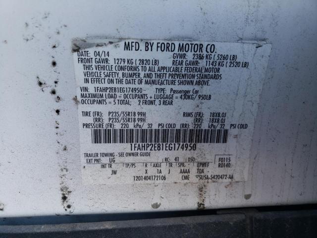 Photo 11 VIN: 1FAHP2E81EG174950 - FORD TAURUS SEL 