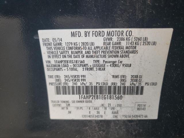 Photo 11 VIN: 1FAHP2E81EG181560 - FORD TAURUS SEL 