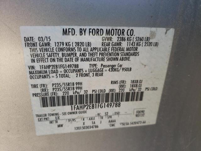 Photo 9 VIN: 1FAHP2E81FG149788 - FORD TAURUS SEL 