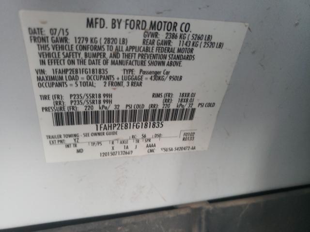 Photo 9 VIN: 1FAHP2E81FG181835 - FORD TAURUS SEL 