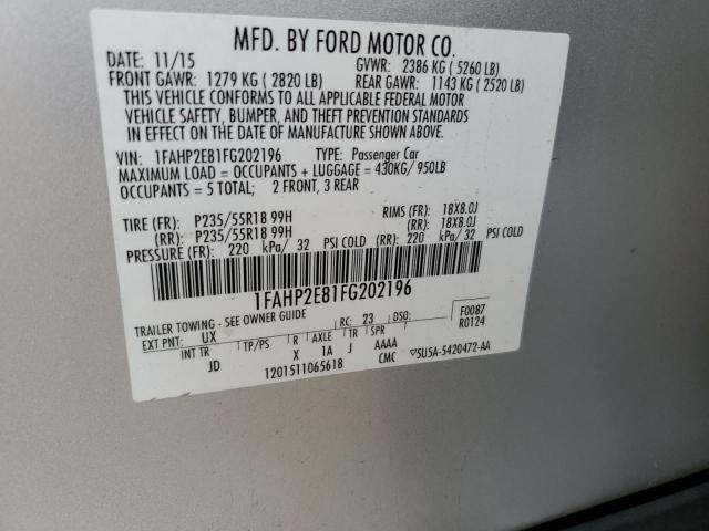 Photo 11 VIN: 1FAHP2E81FG202196 - FORD TAURUS SEL 