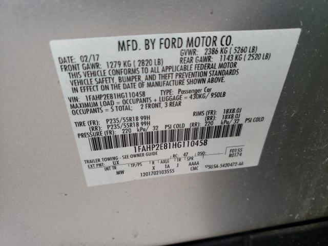 Photo 11 VIN: 1FAHP2E81HG110458 - FORD TAURUS SEL 