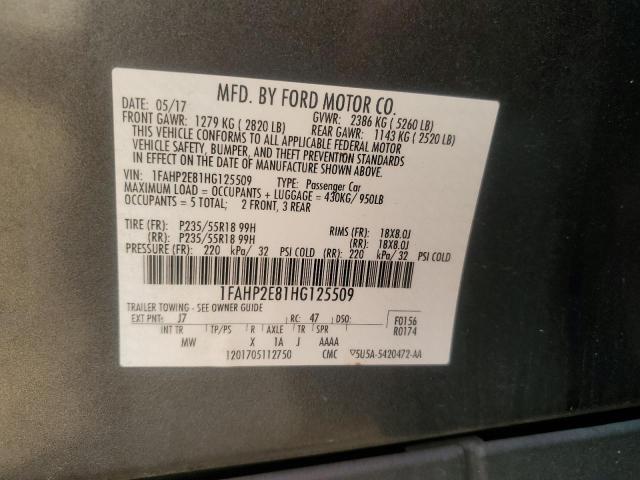 Photo 11 VIN: 1FAHP2E81HG125509 - FORD TAURUS SEL 