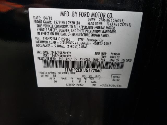 Photo 9 VIN: 1FAHP2E81JG122860 - FORD TAURUS SEL 