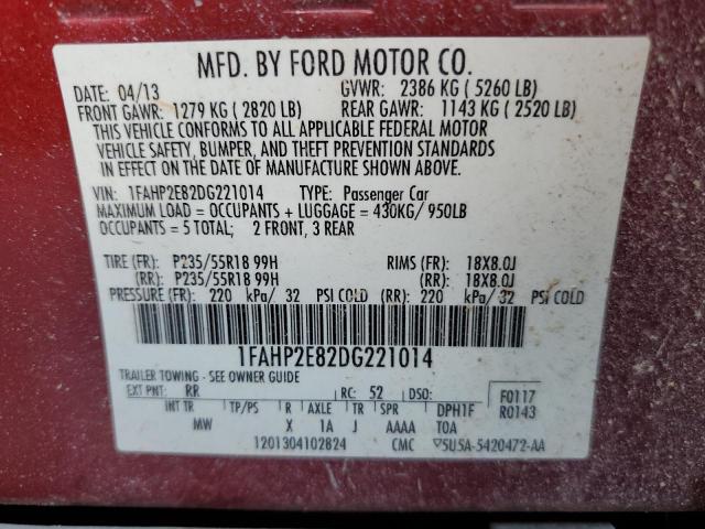 Photo 9 VIN: 1FAHP2E82DG221014 - FORD TAURUS SEL 