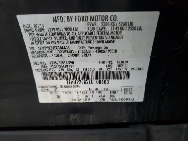 Photo 9 VIN: 1FAHP2E82EG108603 - FORD TAURUS SEL 